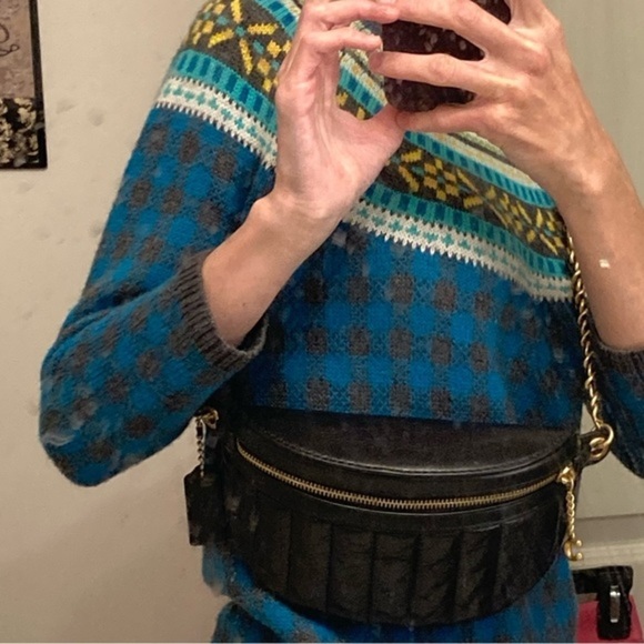 Coach c0851 black leather belt waist bag sling bag - Picture 7 of 15